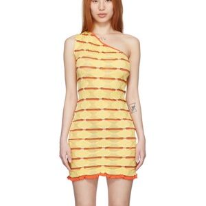 Gimaguas ssense Yellow and Orange One-Shoulder mini Dress